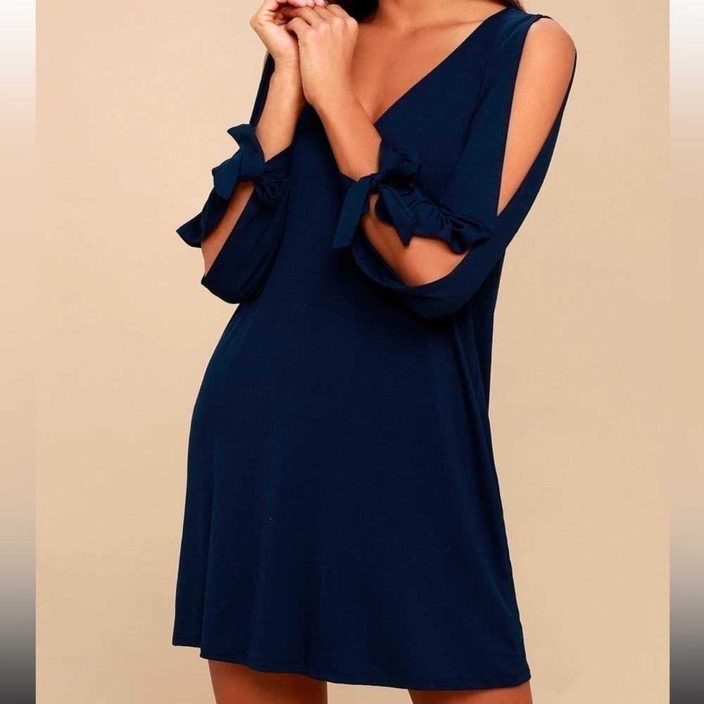 Lulu’s Glory of Love Navy Blue Shift Dress XS F2